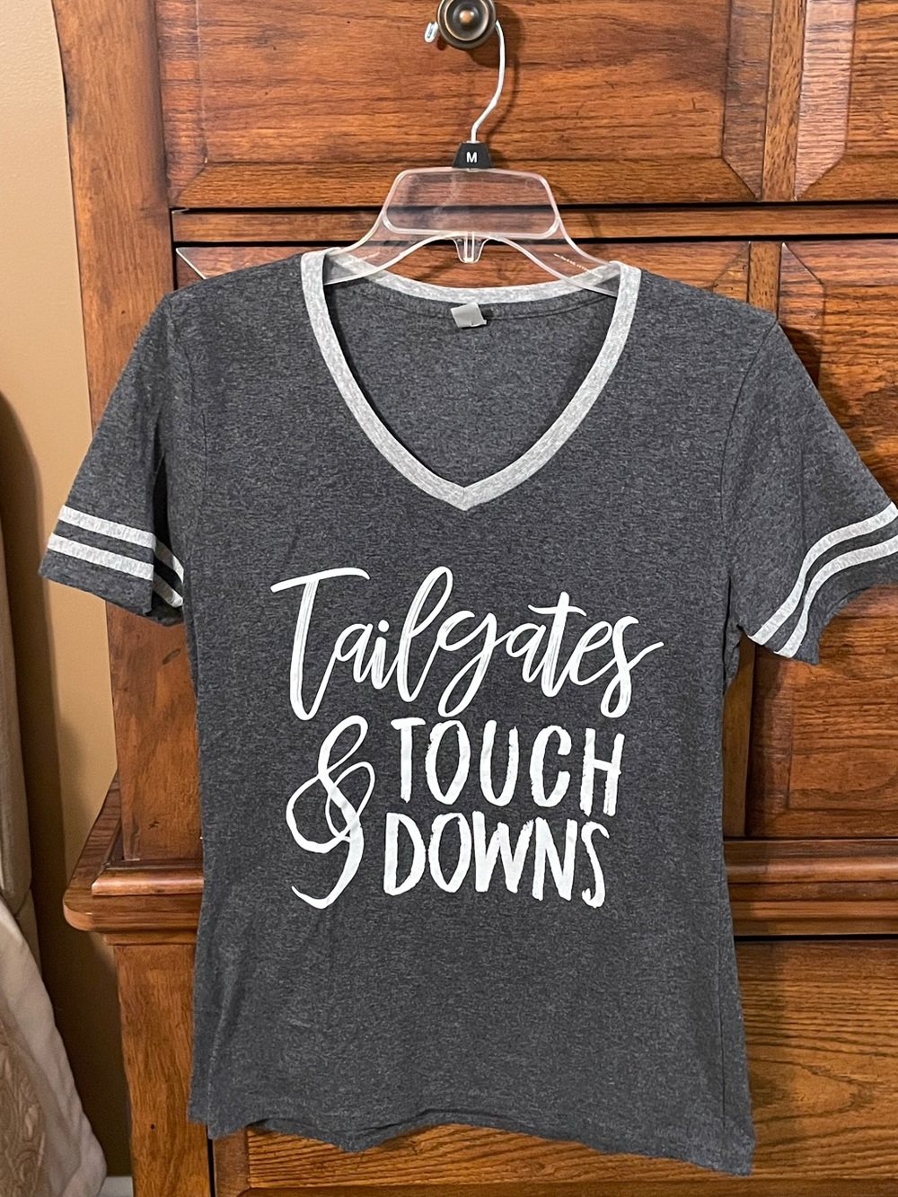 Jerzees Charcoal and Light Gray V-Neck Tee